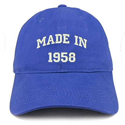 Trendy Apparel Shop Made in 1958 Text Embroidered 63rd Birthday Brushed Cotton Cap
