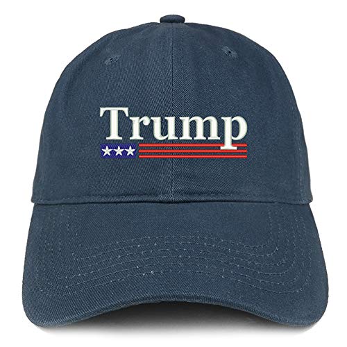 Trendy Apparel Shop Trump USA Flag Embroidered 100% Cotton Adjustable Cap Dad Hat