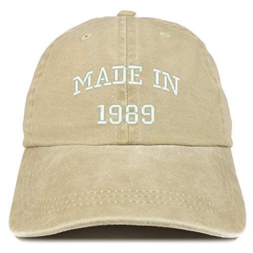 Trendy Apparel Shop Made in 1989 Text Embroidered 32nd Birthday Washed Cap