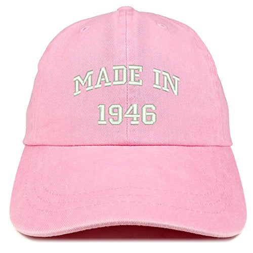 Trendy Apparel Shop Made in 1946 Text Embroidered 75th Birthday Washed Cap