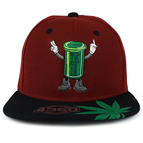 Trendy Apparel Shop Medical Marijuana Canister Embroidered Flat Bill Snapback Hat