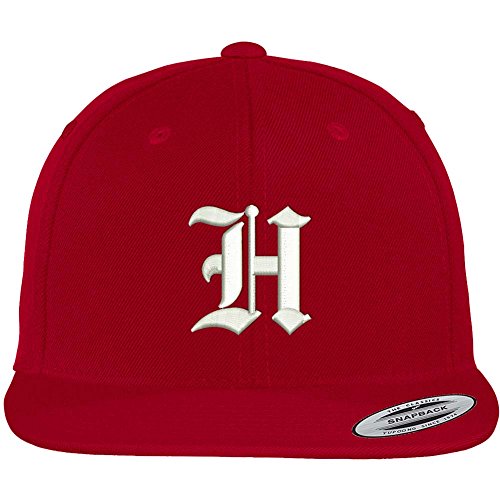 Trendy Apparel Shop Old English H Embroidered Flat Bill Snapback Cap