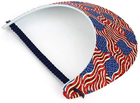 Trendy Apparel Shop Patriotic USA Flag Design Elastic String Coil Foam Sun Visor