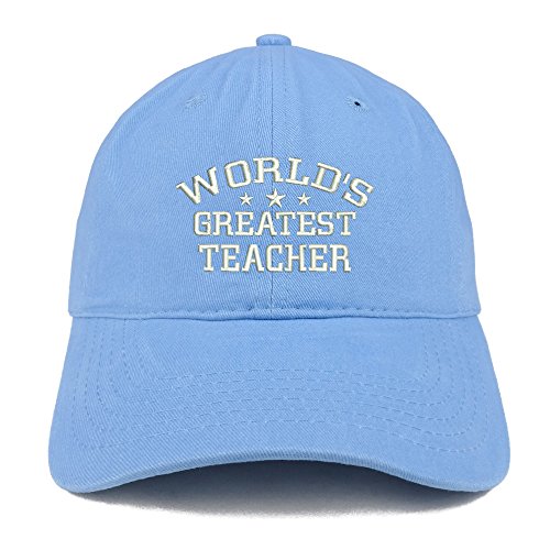 Trendy Apparel Shop World's Greatest Teacher Embroidered Low Profile Soft Cotton Baseball Cap