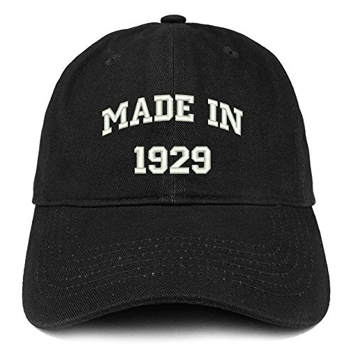 Trendy Apparel Shop Made in 1929 Text Embroidered 92nd Birthday Brushed Cotton Cap