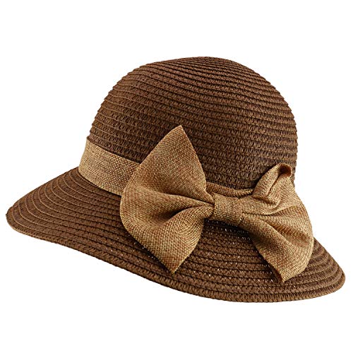 Trendy Apparel Shop Women's Bow Band Paper Braid Large Brim Sun Bucket Hat