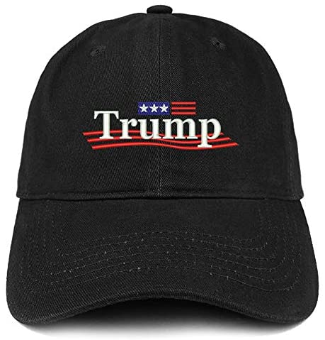 Trendy Apparel Shop Trump Wavy Small Flag Embroidered 100% Cotton Adjustable Cap Dad Hat