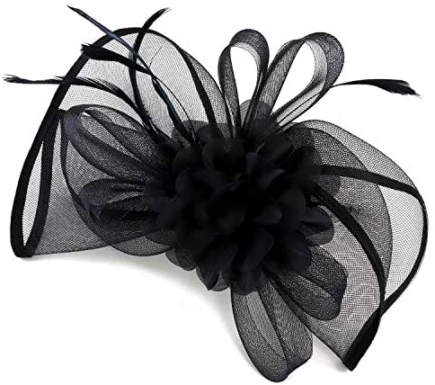 Trendy Apparel Shop Flower Feather Fascinator with Binded Hem Edge