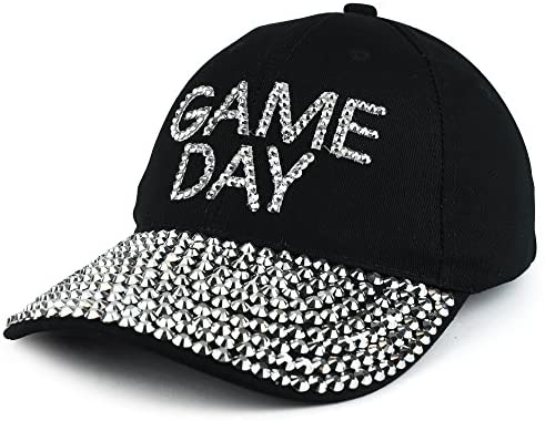 Trendy Apparel Shop Game Day Stud Jeweled Bill Unstructured Baseball Cap