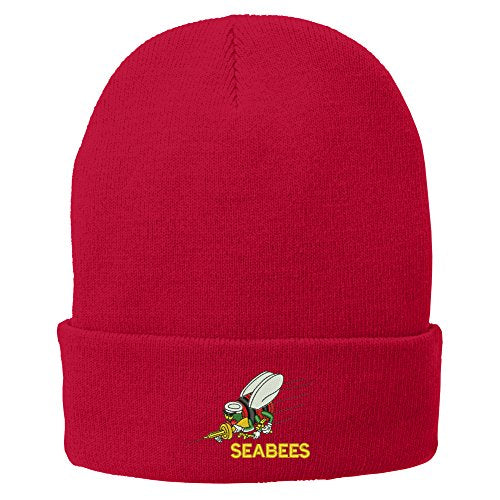 Trendy Apparel Shop US Navy Seabees Embroidered Winter Folded Long Beanie