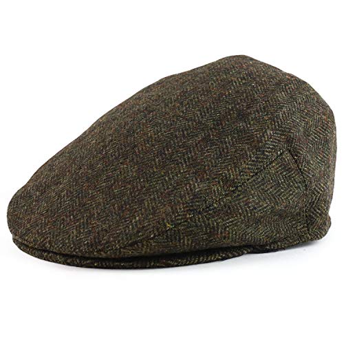 Trendy Apparel Shop Men's Herringbone Wool Blend Adjustable 3 Button Ivy Cap