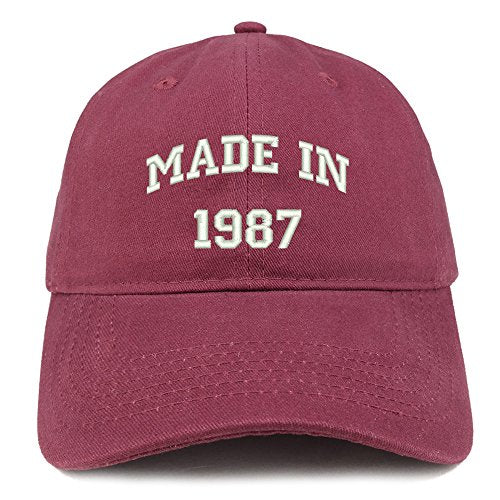 Trendy Apparel Shop Made in 1987 Text Embroidered 34th Birthday Brushed Cotton Cap