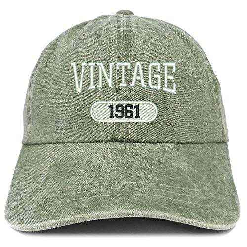 Trendy Apparel Shop 60th Birthday Vintage 1961 Washed Cotton Adjustable Cap