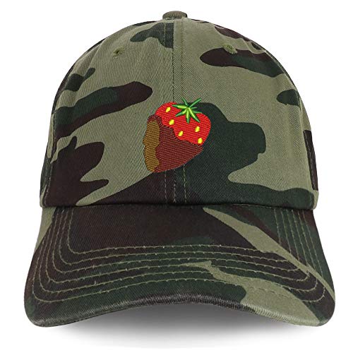 Trendy Apparel Shop Chocolate Dipped Strawberry Soft Crown 100% Brushed Cotton Cap
