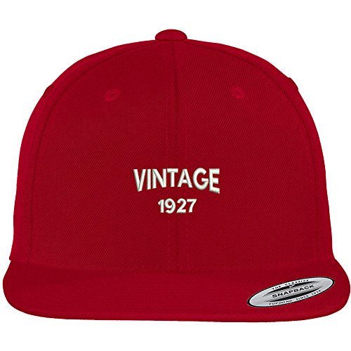 Trendy Apparel Shop Small Vintage 1927 Embroidered 92nd Birthday Flat Bill Snapback Baseball Cap