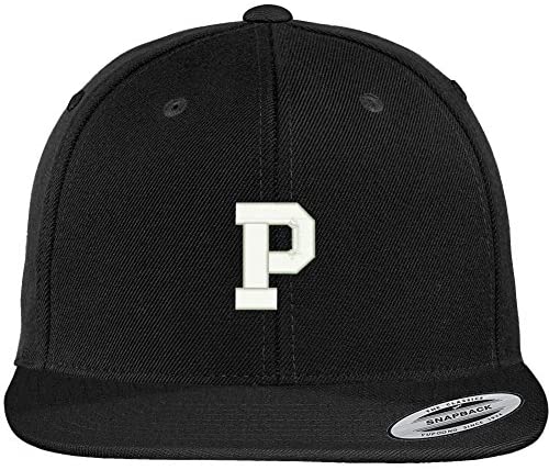 Trendy Apparel Shop Letter P Collegiate Varsity Font Initial Embroidered Baseball Cap