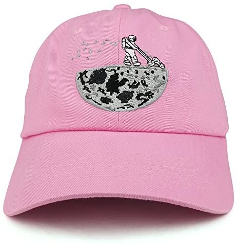 Trendy Apparel Shop Moon Lawn Mowing Astronaut Embroidered Adjustable Cotton Baseball Cap