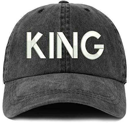 Trendy Apparel Shop XXL King Embroidered Unstructured Washed Pigment Dyed Baseball Cap