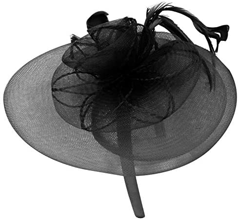 Trendy Apparel Shop Horsehair Rosette Decorative Fascinator with Feather Trim