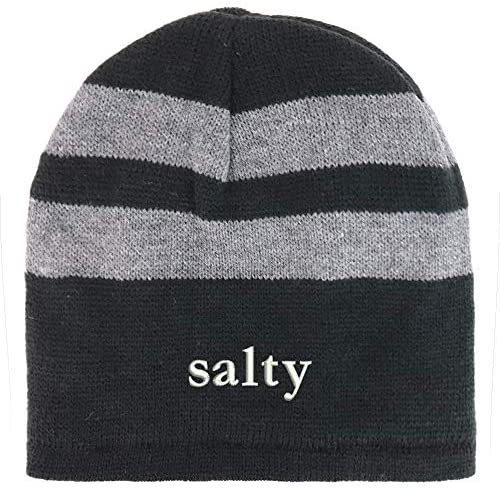 Trendy Apparel Shop Salty Embroidered Fleece Lined Striped Short Beanie