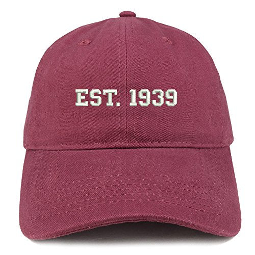 Trendy Apparel Shop EST 1939 Embroidered - 82nd Birthday Gift Soft Cotton Baseball Cap