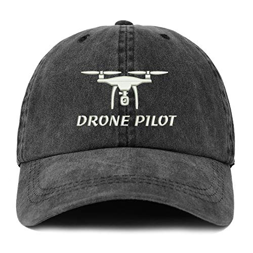 Trendy Apparel Shop XXL Drone Pilot Embroidered Unstructured Washed Pigment Dyed Baseball Cap