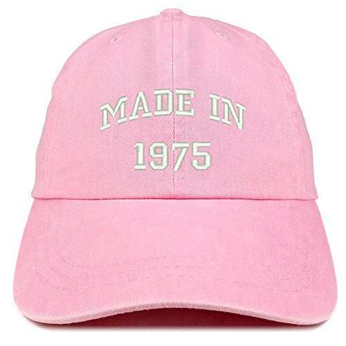 Trendy Apparel Shop Made in 1975 Text Embroidered 46th Birthday Washed Cap