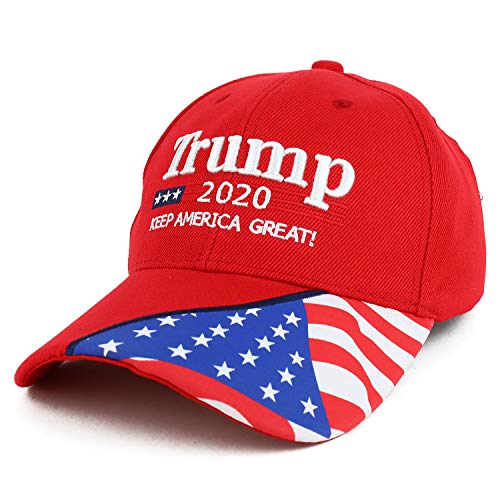 Trendy Apparel Shop Trump Keep America Great 2020 Embroidered USA Flag Bill Cap