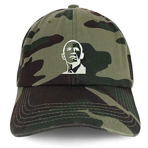 Trendy Apparel Shop Barack Obama Portrait Embroidered Brushed Cotton Cap