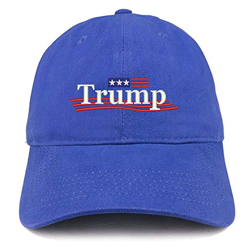 Trendy Apparel Shop Trump Wavy Small Flag Embroidered 100% Cotton Adjustable Cap Dad Hat