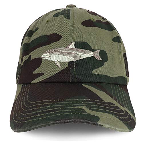 Trendy Apparel Shop Pacific White Dolphin Embroidered Brushed Cotton Cap