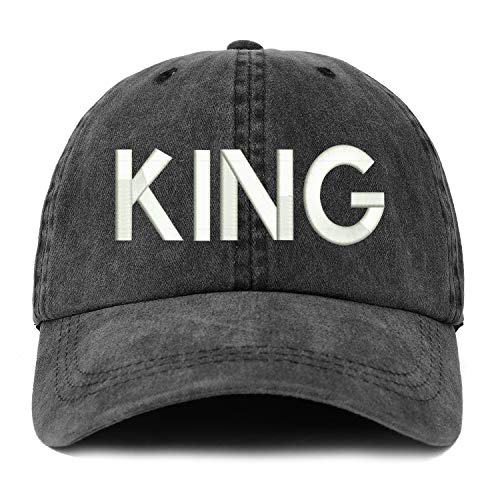 Trendy Apparel Shop XXL King Embroidered Unstructured Washed Pigment Dyed Baseball Cap