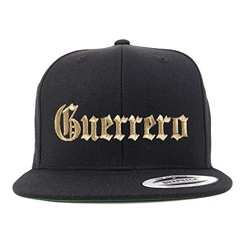 Trendy Apparel Shop Old English Guerrero Gold Embroidered Flatbill Snapback Baseball Cap