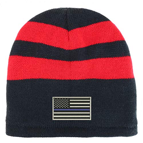 Trendy Apparel Shop USA TBL Flag Fleece Lined Striped Short Beanie