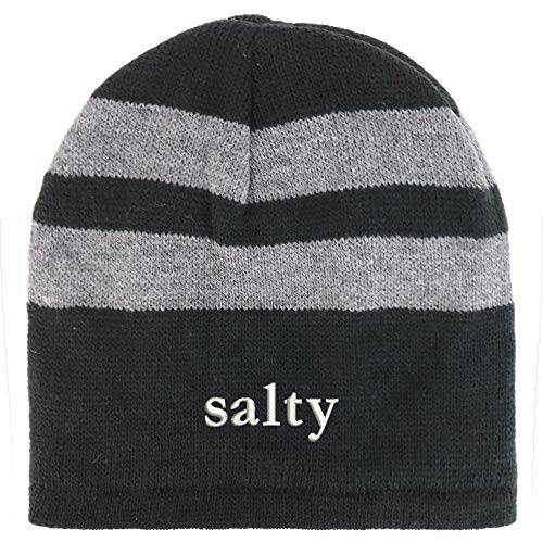 Trendy Apparel Shop Salty Embroidered Fleece Lined Striped Short Beanie