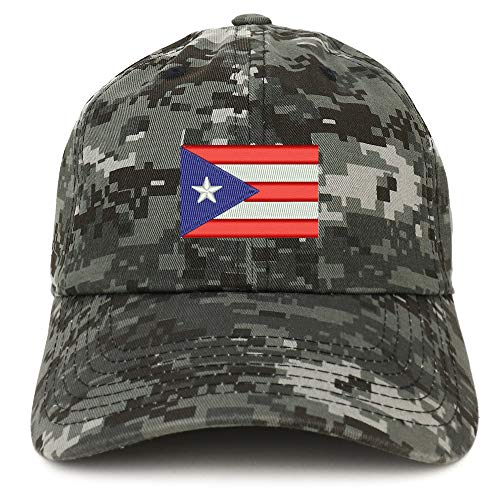 Trendy Apparel Shop Puerto Rico Flag Embroidered Soft Crown 100% Brushed Cotton Cap