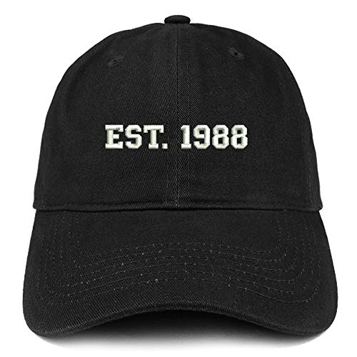 Trendy Apparel Shop EST 1988 Embroidered - 33rd Birthday Gift Soft Cotton Baseball Cap