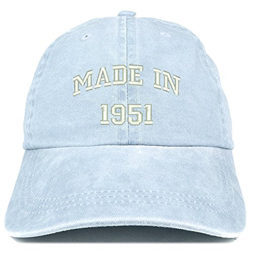 Trendy Apparel Shop Made in 1951 Text Embroidered 70th Birthday Washed Cap