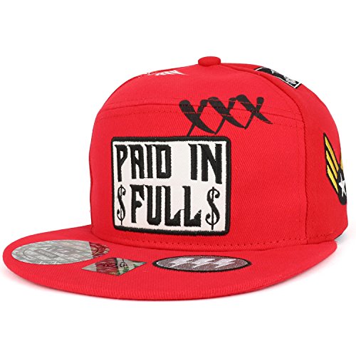 Trendy Apparel Shop Paid in Full Patch Multi Color Embroidered Flat Bill Snapback Hat