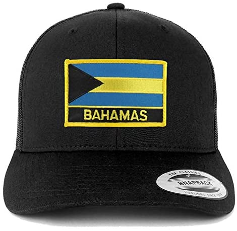 Trendy Apparel Shop Flexfit XXL Bahamas Flag Retro Trucker Mesh Cap