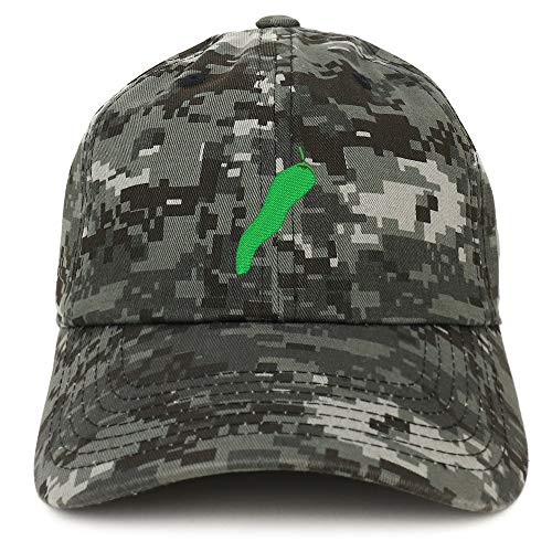 Trendy Apparel Shop Jalapeno Pepper Embroidered Soft Crown 100% Brushed Cotton Cap