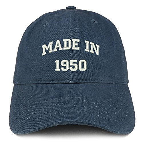 Trendy Apparel Shop Made in 1950 Text Embroidered 71st Birthday Brushed Cotton Cap