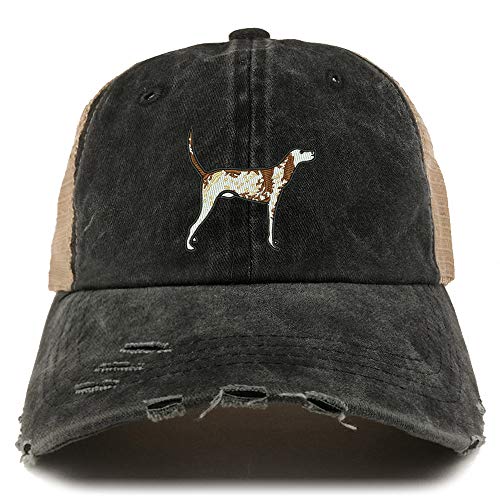 Trendy Apparel Shop Pointer Dog Embroidered Frayed Bill Trucker Mesh Back Cap
