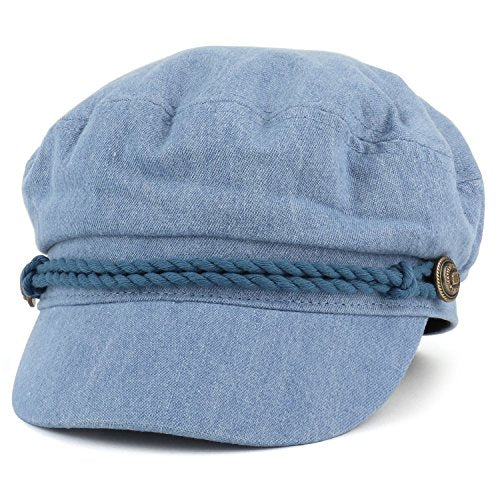 Trendy Apparel Shop Washed Cotton Denim Fisherman Newsboy Baker Boy Hat