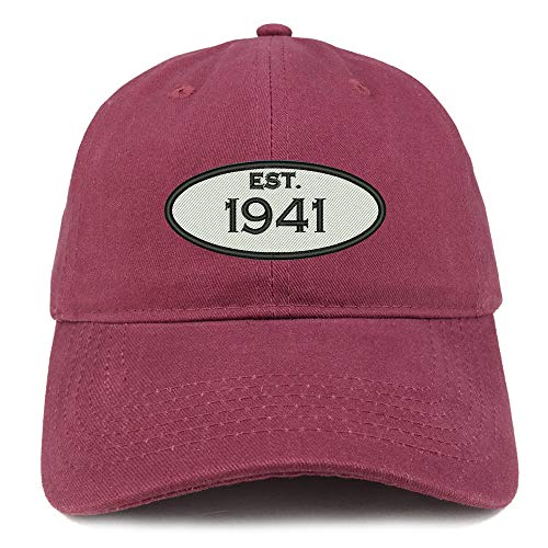 Trendy Apparel Shop 80th Birthday Established 1941 Soft Crown Brushed Cotton Cap
