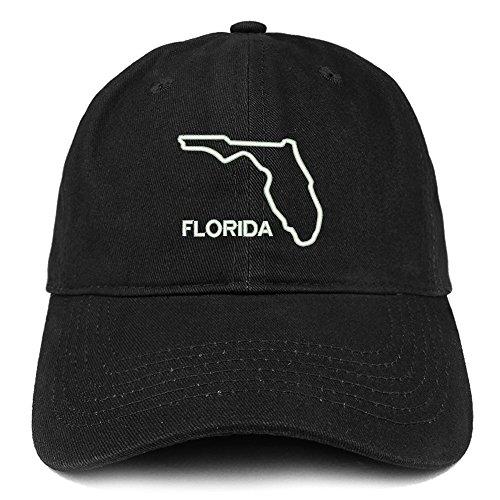 Trendy Apparel Shop Florida Text State Outline State Embroidered Cotton Dad Hat