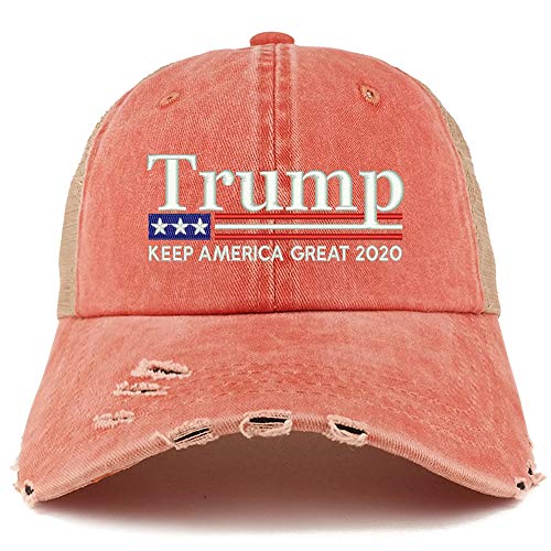 Trendy Apparel Shop Trump Keep America Great 2020 Flag Frayed Bill Trucker Cap