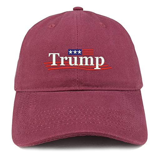 Trendy Apparel Shop Trump Wavy Small Flag Embroidered 100% Cotton Adjustable Cap Dad Hat