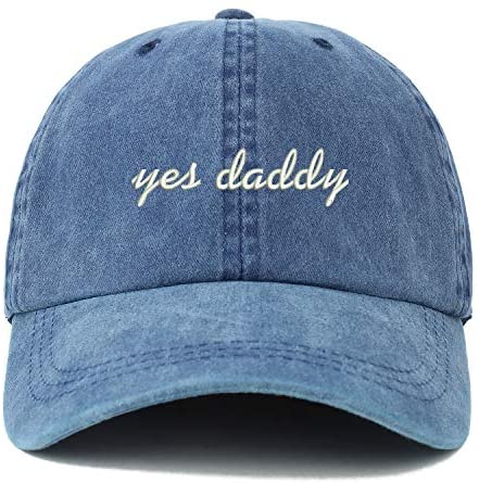 Trendy Apparel Shop XXL Yes Daddy Embroidered Unstructured Washed Pigment Dyed Baseball Cap