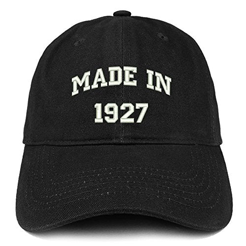 Trendy Apparel Shop Made in 1927 Text Embroidered 94th Birthday Brushed Cotton Cap